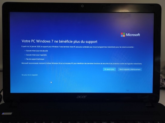 Votre PC Windows 7 ne bénéficie plus du support